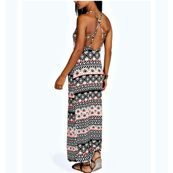 Boohoo Dresses & Skirts - SOLD SOLD SOLD Black White Tribal Print Maxi Dress NWOT Size 8